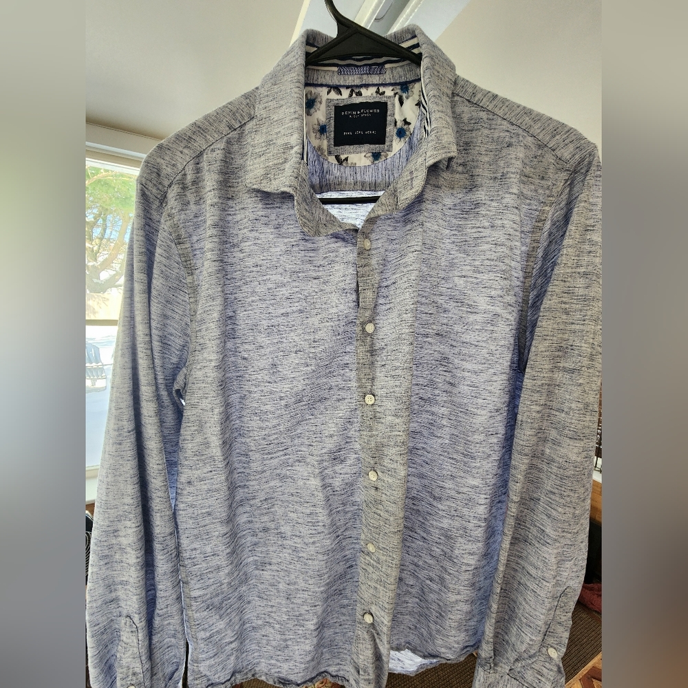 DENIM AND FLOWER MENS BUTTON DOWN SHIRT L
